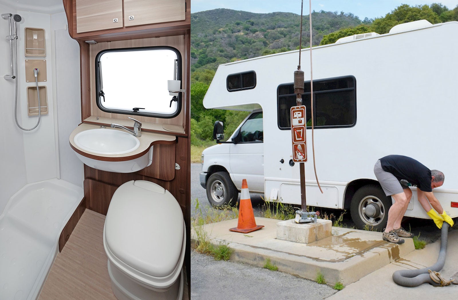 Portable RV/camper toilet and holding tank setup in Anderson, South Carolina
